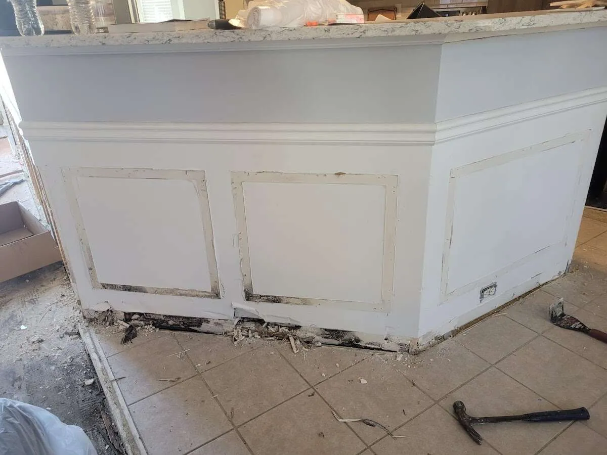 Water damage and mold on kitchen during Storm Damage Restoration in Edmonds
